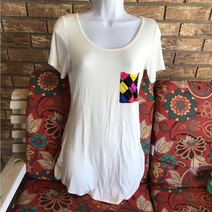 Ivory Top with Multicolored Pocket Sz S